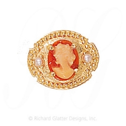 GS373 CAM/PL - 14 Karat Gold Slide with Cameo center and Pearl accents 